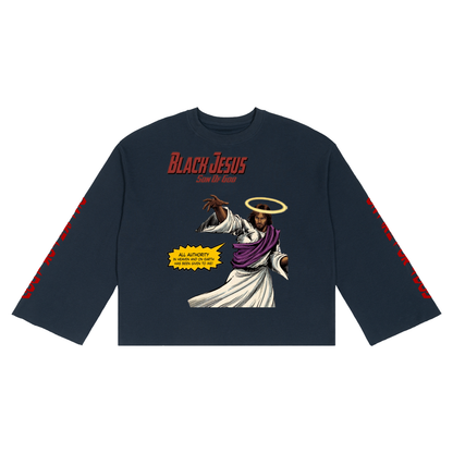 Black Jesus Seraphim Unisex Waffle Raw Edge T-Shirt