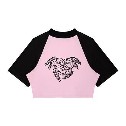 WOMEN OF SERAPHIM Color Block Raglan Crop T-Shirt