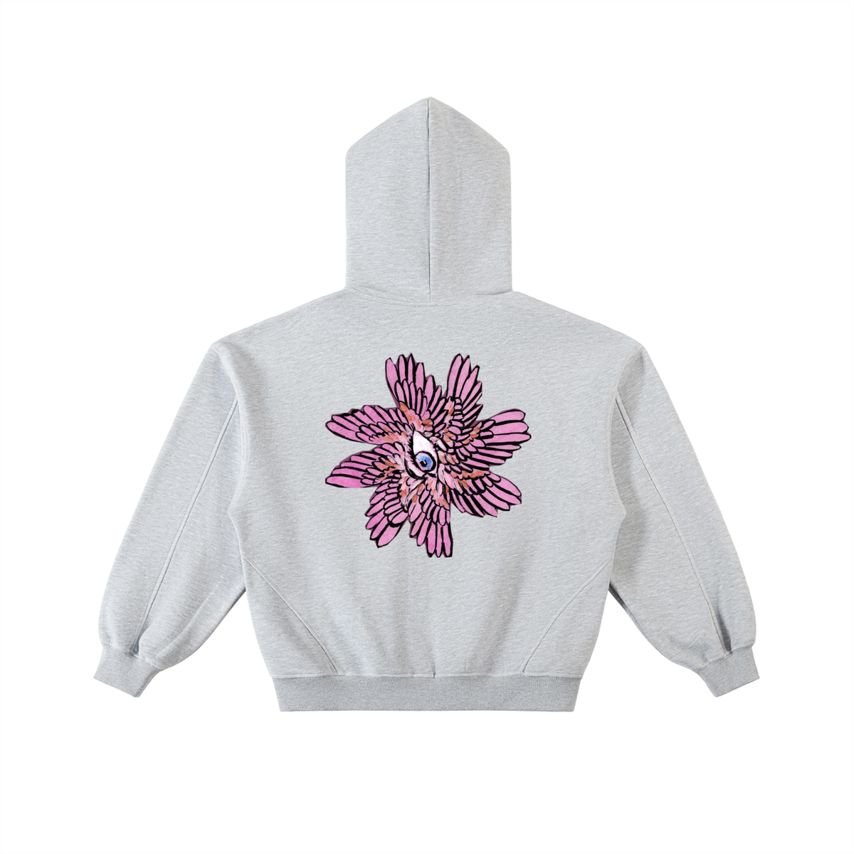 Galaxy Seraphim Contrast-Stitched Boxy Fleece Zip Hoodie