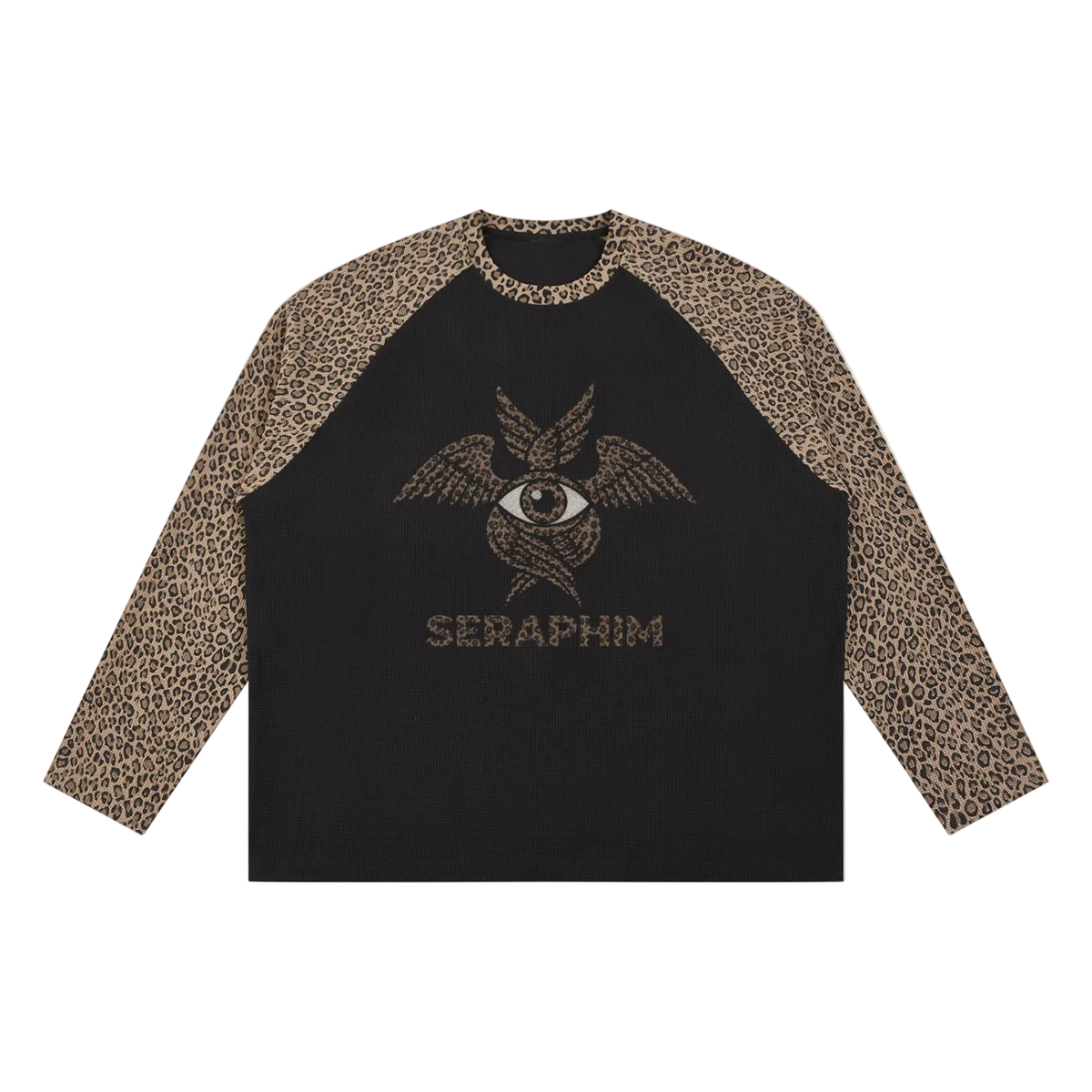 SERAPHIM Unisex Leopard Panel Raglan Sleeve T-Shirt