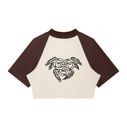 WOMEN OF SERAPHIM Color Block Raglan Crop T-Shirt