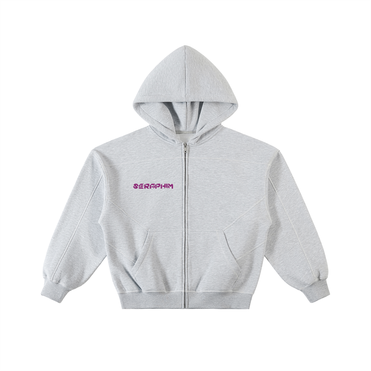 Galaxy Seraphim Contrast-Stitched Boxy Fleece Zip Hoodie