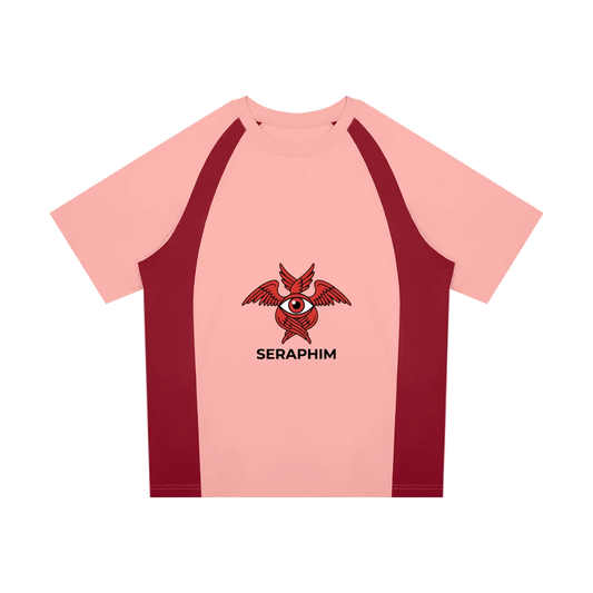 ICE CHERRY RED Unisex Raglan Color Block T-Shirt